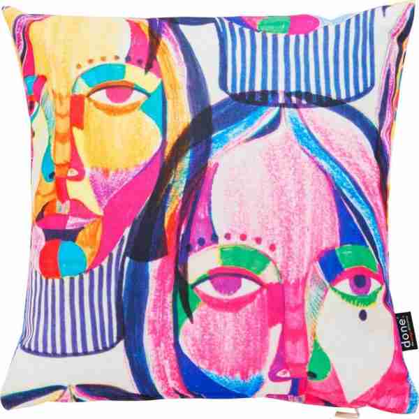 VELOUR PRINT Kissenhülle Women Face – DONE® Heimtextilien
